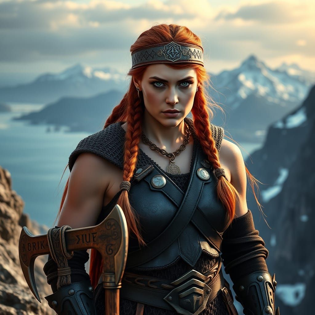 Epic Viking Warrior in Rugged Coastal Landscape