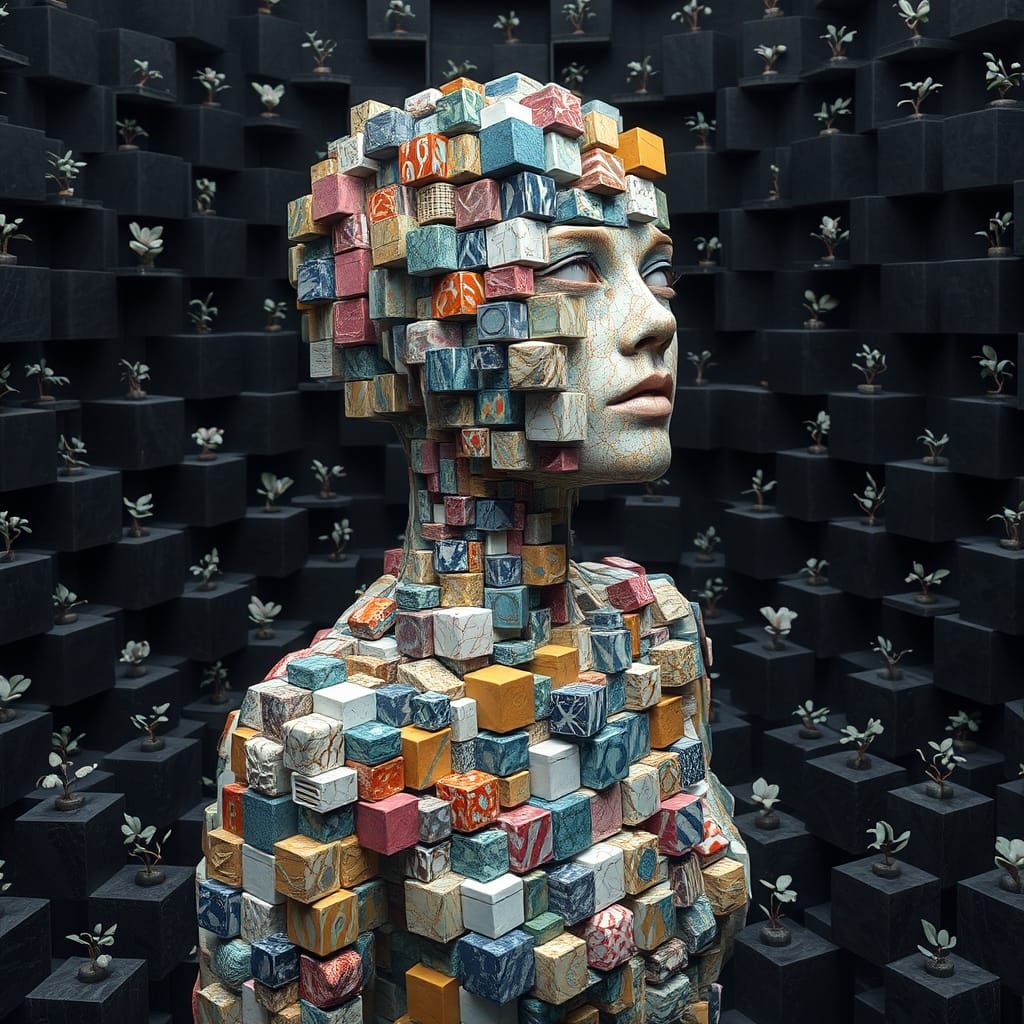 Geometric Goddess in a Cubist Wonderland