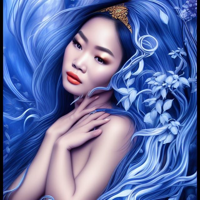 Sensual Vietnamese Woman in Ethereal Fantasy Art