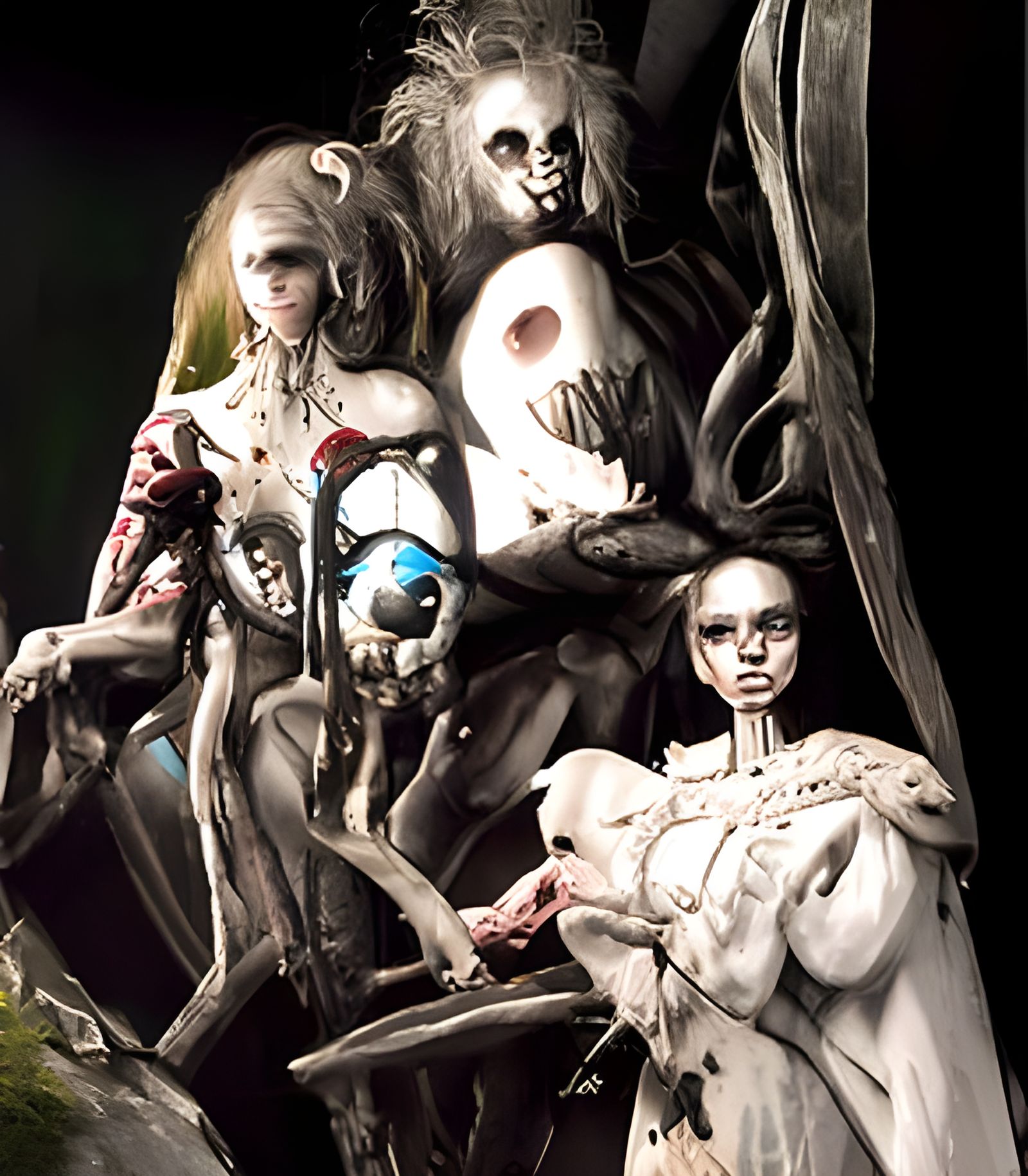 Hyperdetailed Monster Family Portrait in Steampunk Biopunk S...