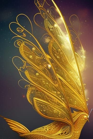 Golden Butterfly Pirate Ship in Fairytale Style