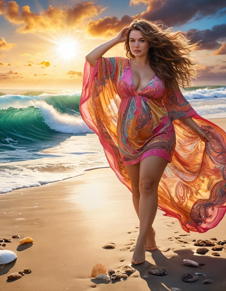 Hyperrealistic Portrait of a Woman on the Beach