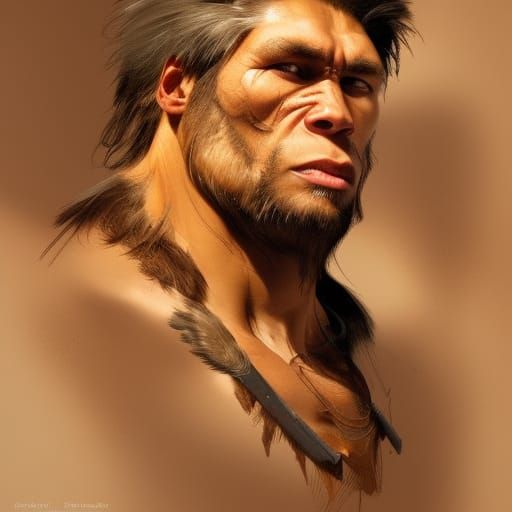 scientifically accurate neanderthal head and shoulders portr...