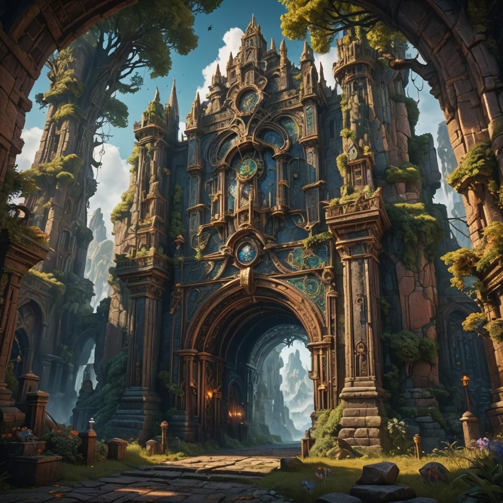 Fantastical Gateway to Imagination: Detailed Matte Painting