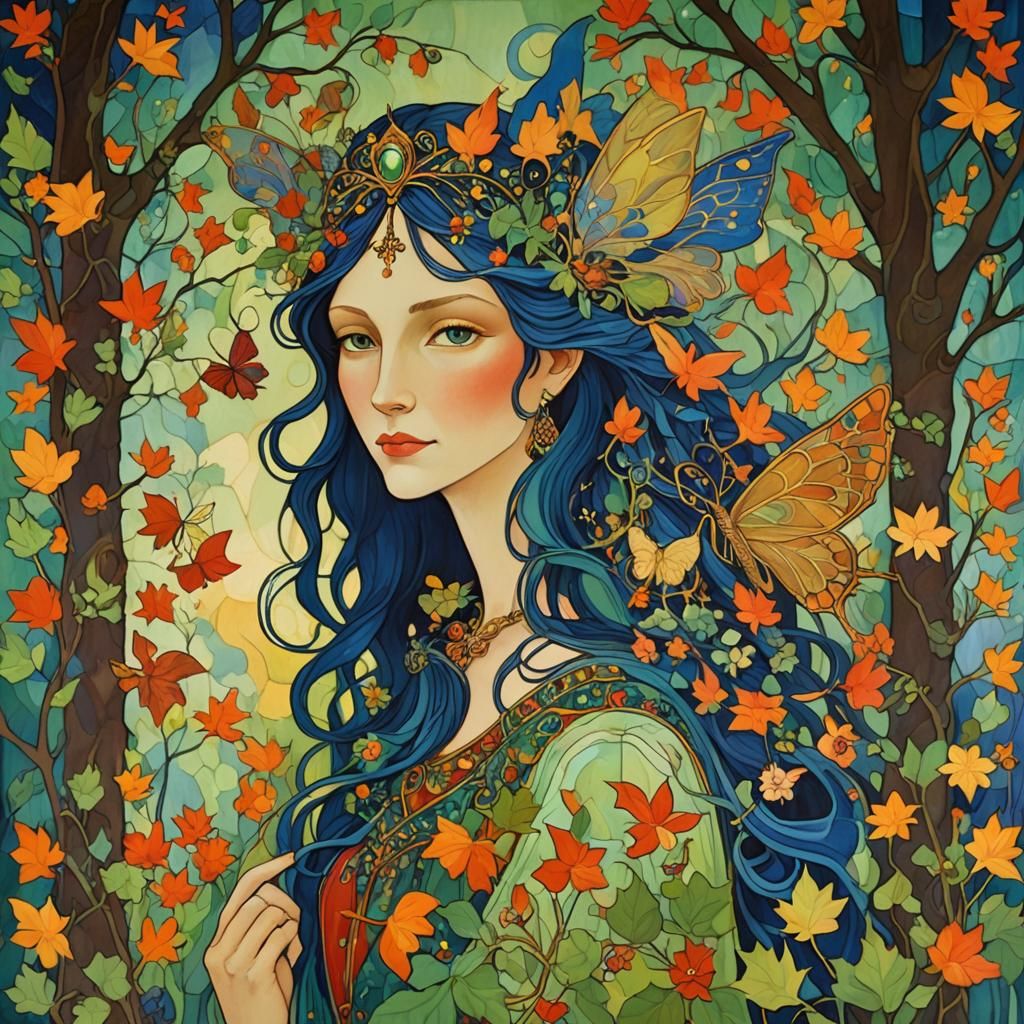 Fairy Queen in Abstract Art with Complementary Colors