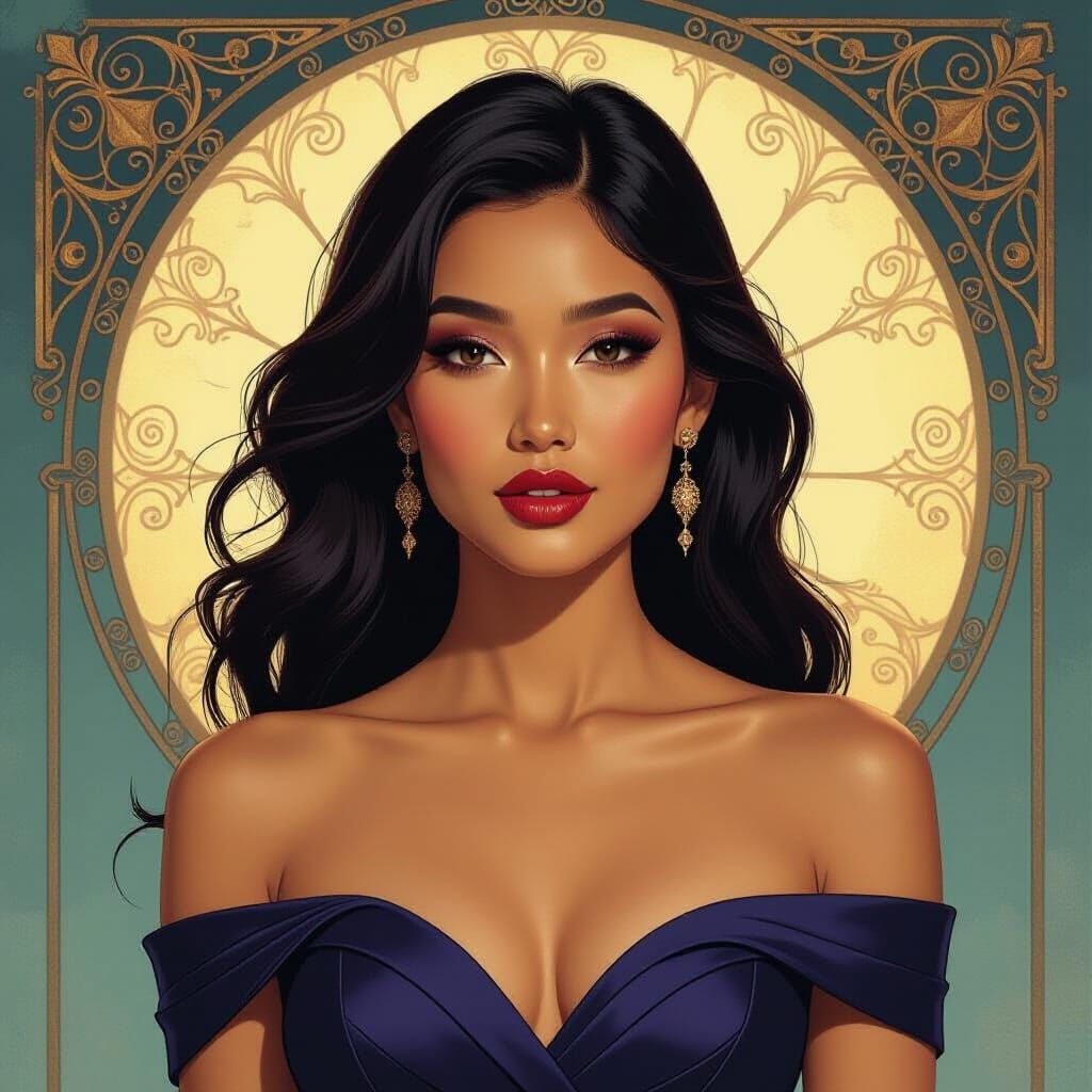 Malay Woman with Renaissance Engraving Details