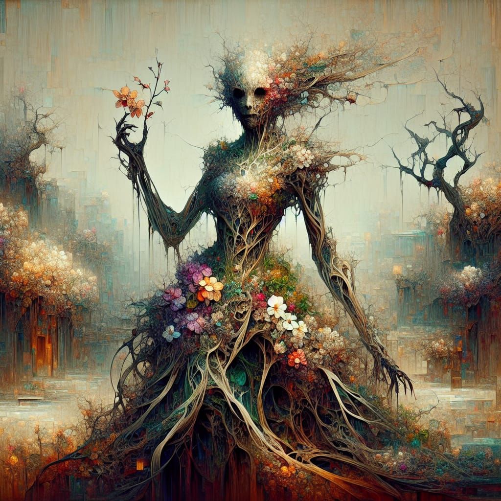 Elegant Alien in Decaying Vines: Surreal Romanticism