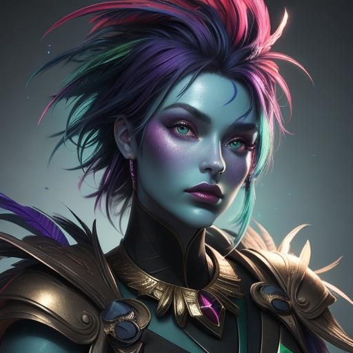 Fantasy Woman with Peacock Hair, Concept Art