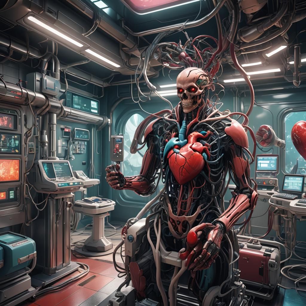 Futuristic Heart Transplant: Detailed Matte Painting