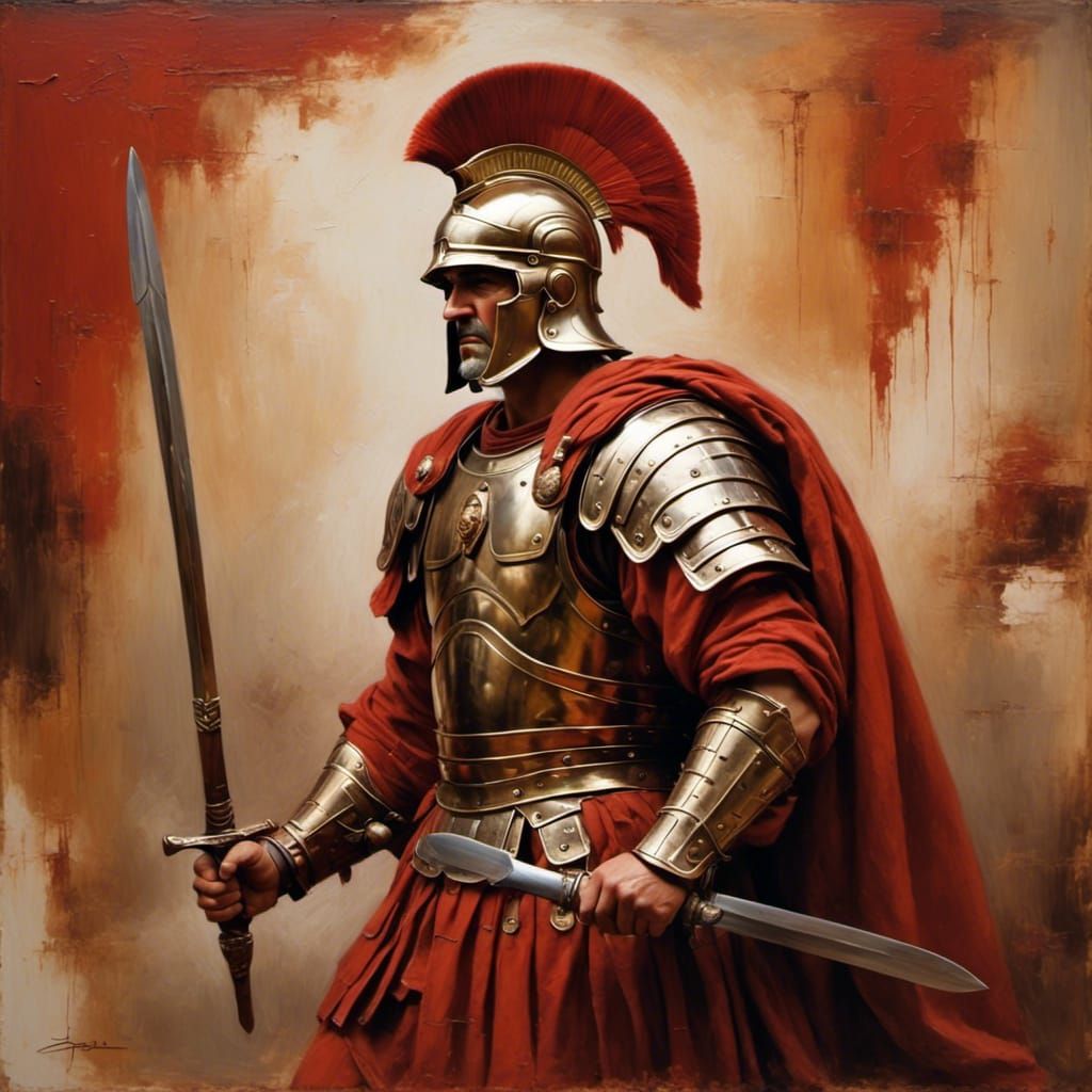 Roman Centurion in Oil Painting Style
