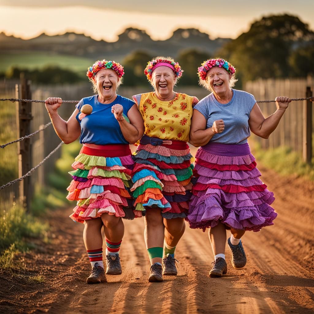 Potatoes Lifting Weights on Country Road