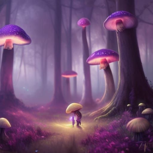 Magical Purple Mushroom Forest Concept Art