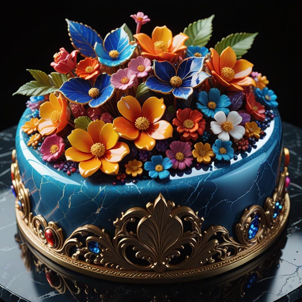 Vibrant Masterpiece of Sugar Flowers on Marble