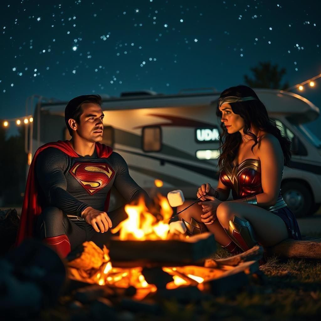 Superman and Wonder Woman Campfire Film Still