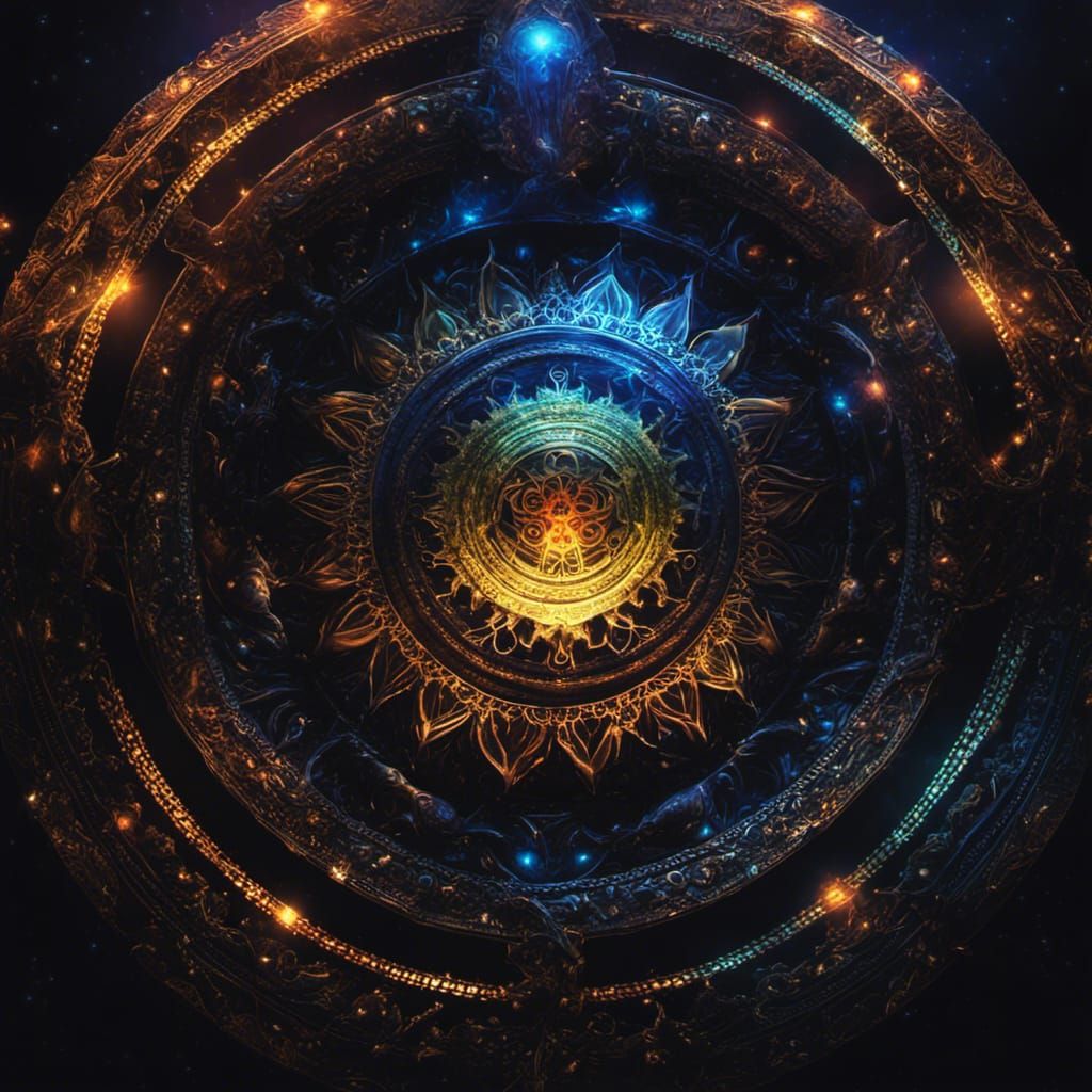 Glowing Alien Mandala: Sci-Fi Street Art