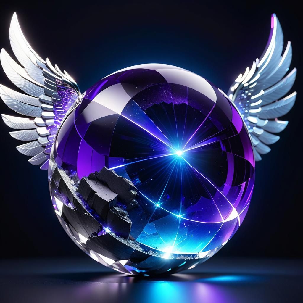 Glowing Sapphire Energy Force with Angel Wings
