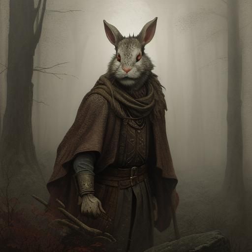 Lovecraftian Rabbit in Heroic Action Painting