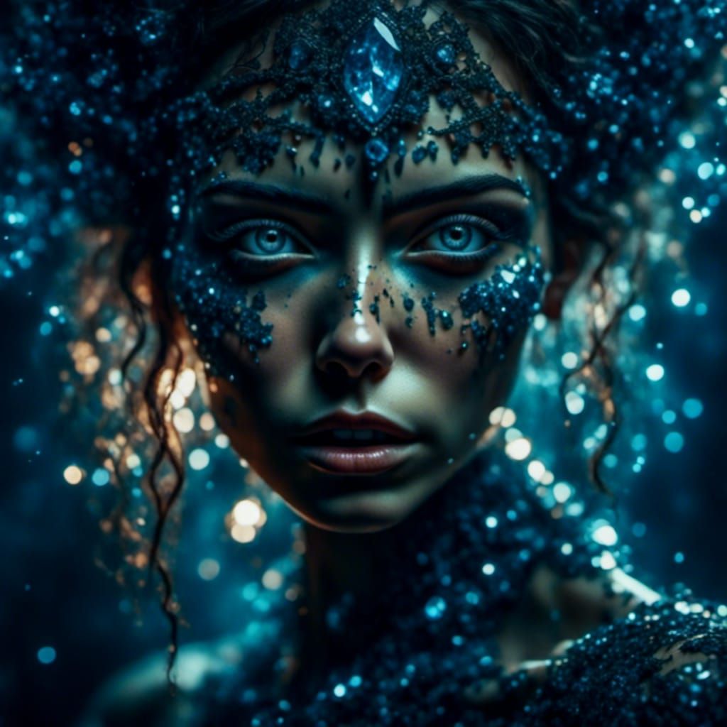 Diamond Crystal Woman Portrait in Jeffries Style