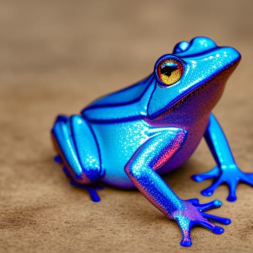 Cobalt blue holographic frog with Electric blue holographic accents& Vibrant purple holographic accents