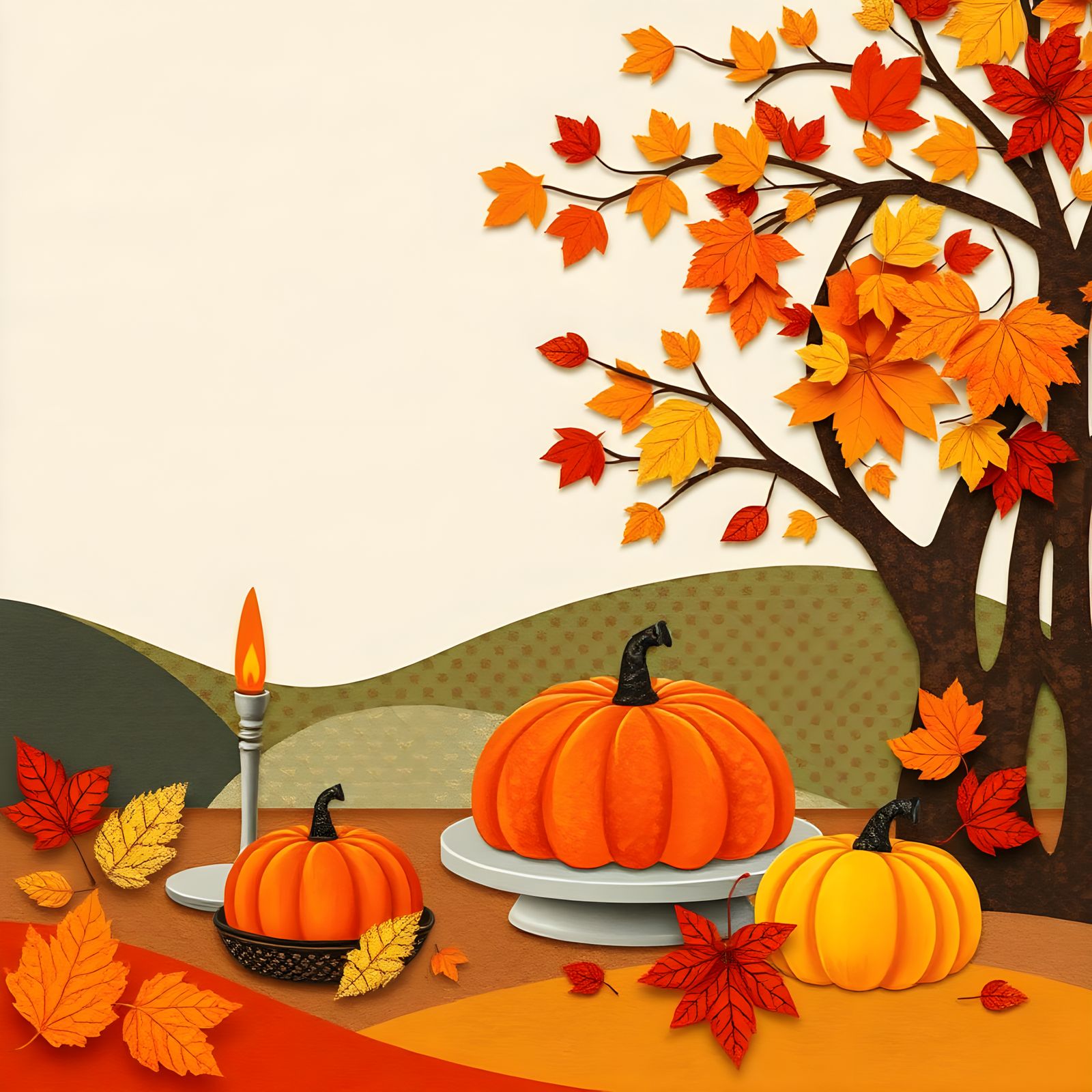 Thanksgiving Feast in Paper Collage Art