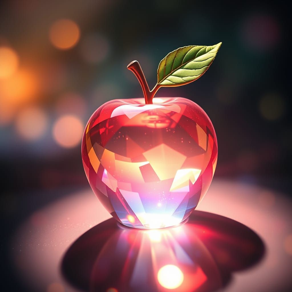 Refracting Crystal Apple in Art Nouveau Style
