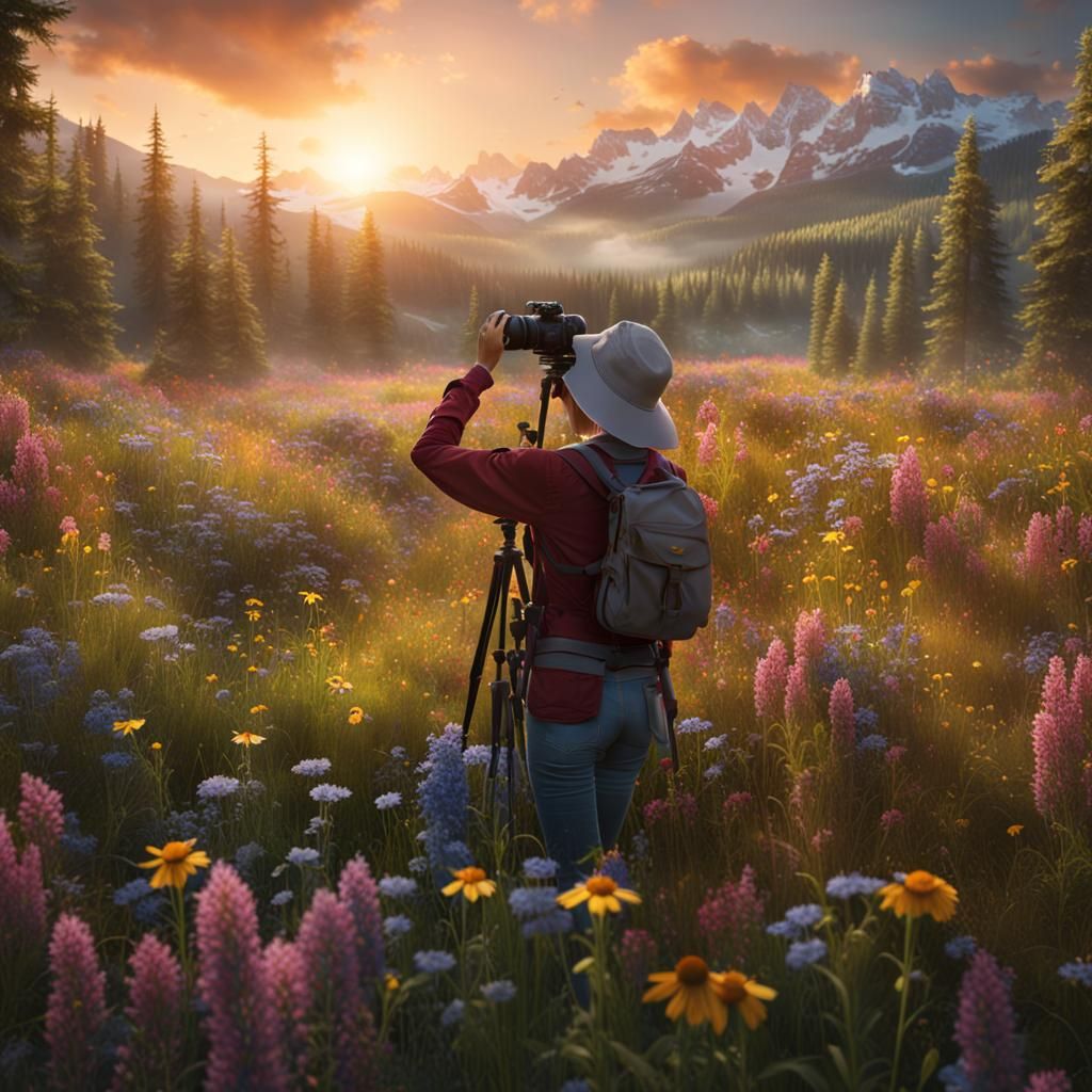 Photographer Captures Wildflower Meadow: Detailed Matte Pain...