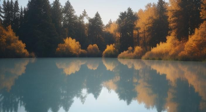 Friends Swimming in Lake at Golden Hour