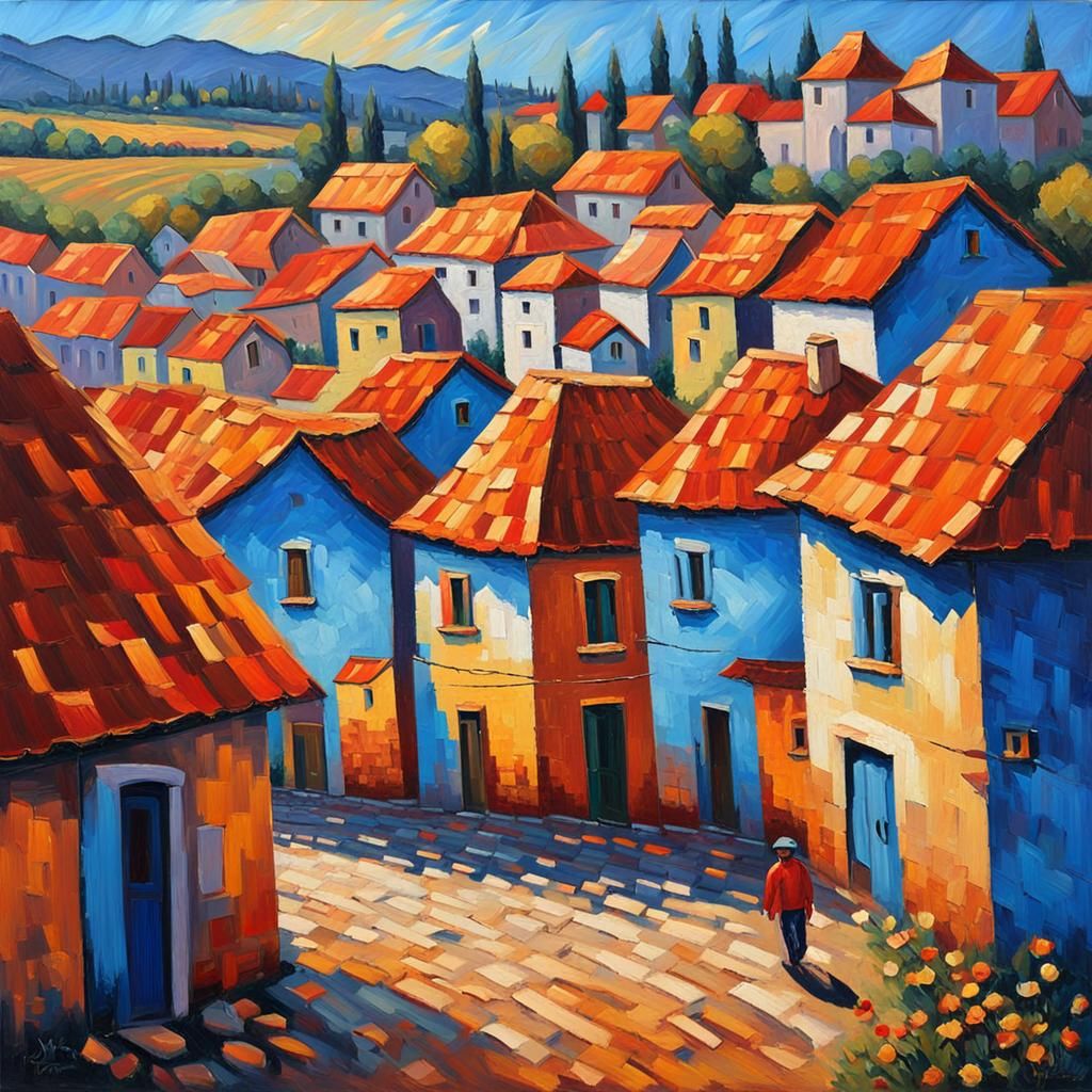 Kaloşvar Romania in Expressionist Impasto Style