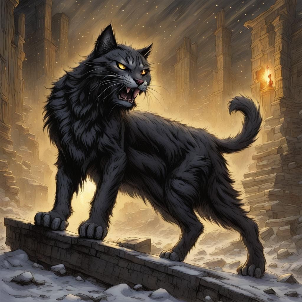 Epic Battle: Scourge vs Tigerstar in Dark Fantasy Style