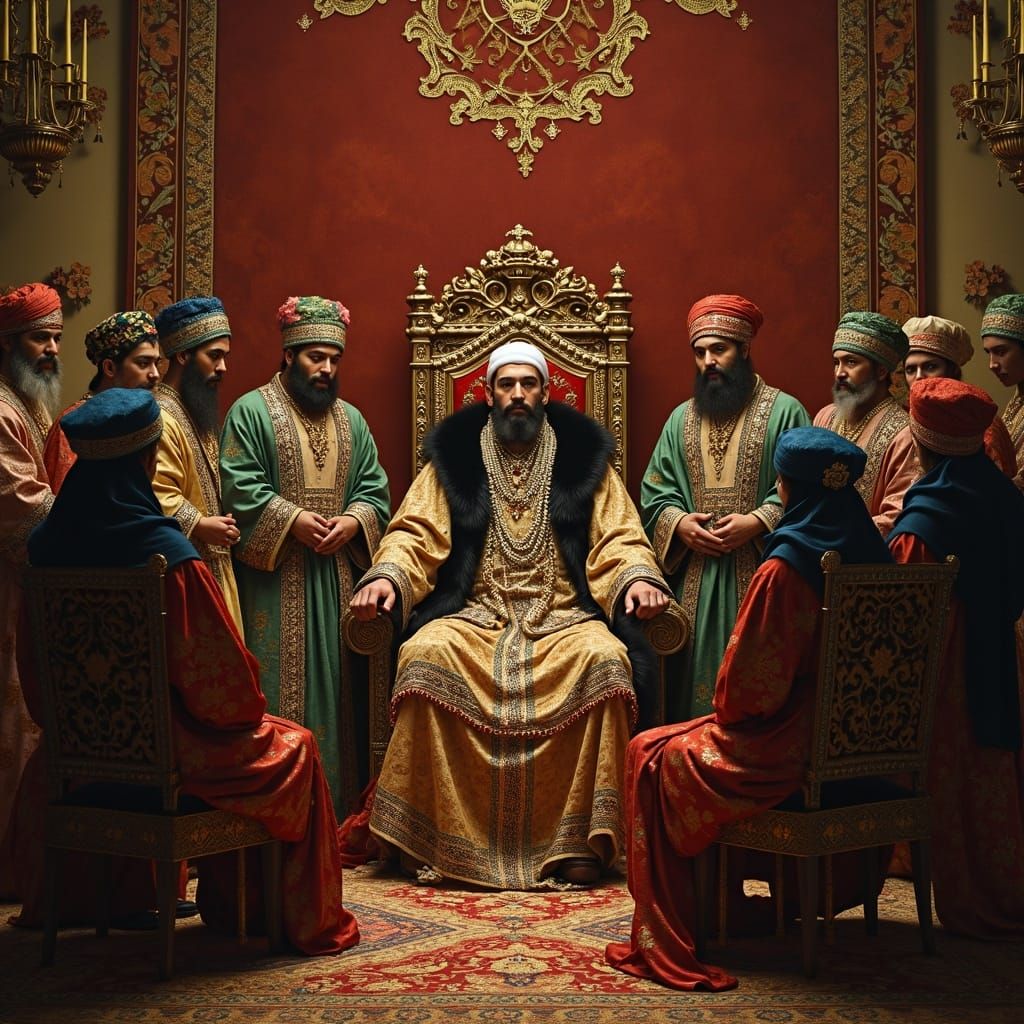 Amir Timur's Court: Opulent Silks and Regal Splendor