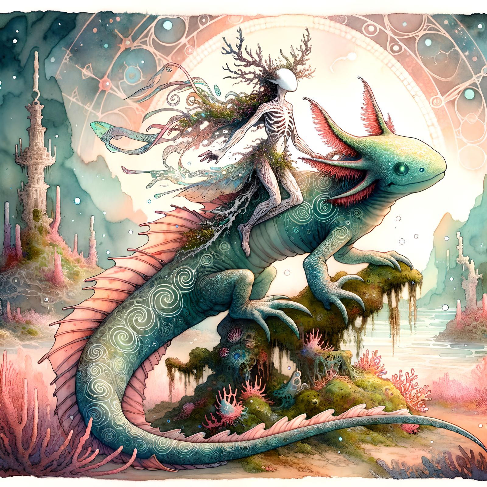 Eldritch Axolotl Mount in Underwater Fairy Realm