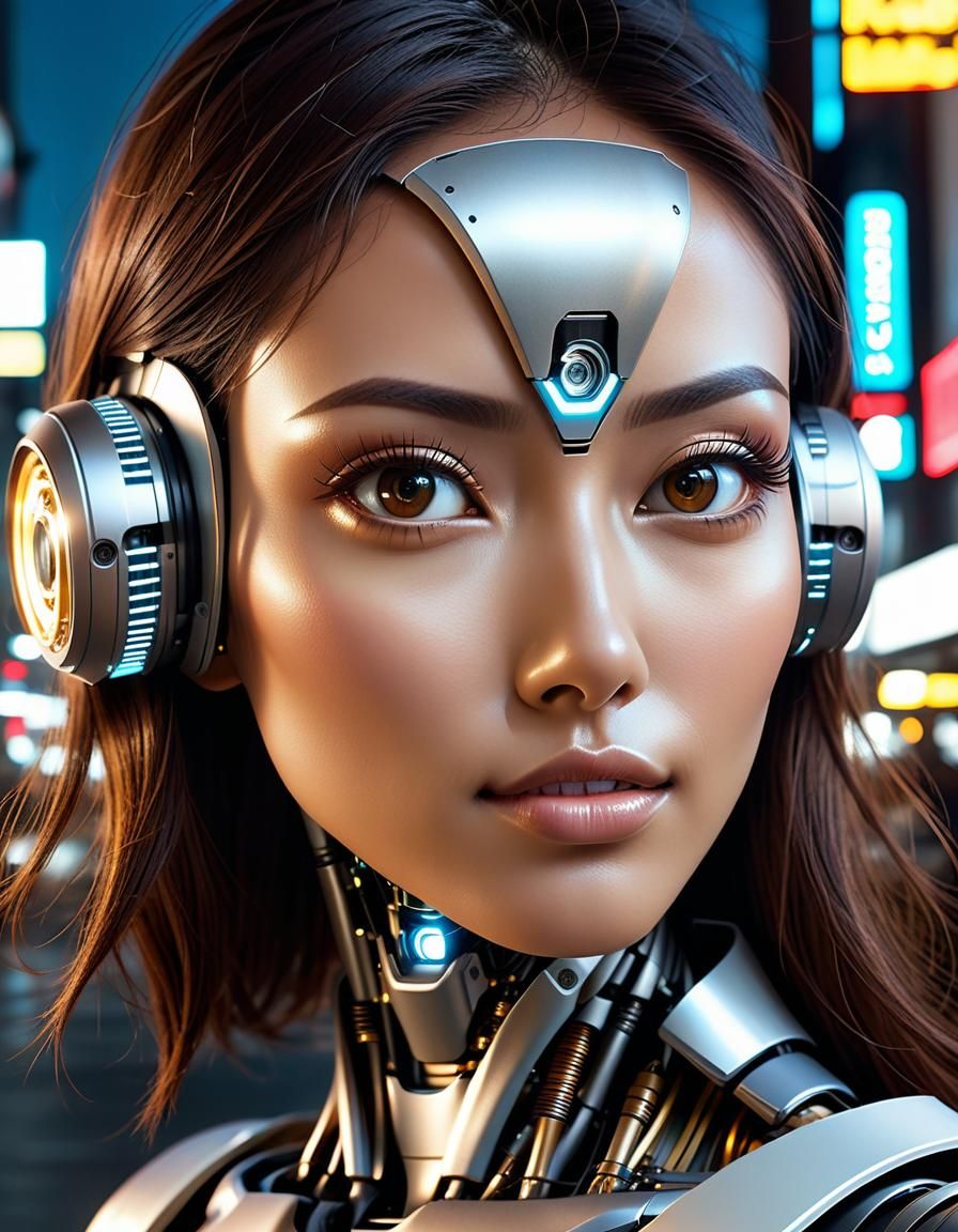 Cyberpunk Cyborg: Half Human, Half Robot Woman
