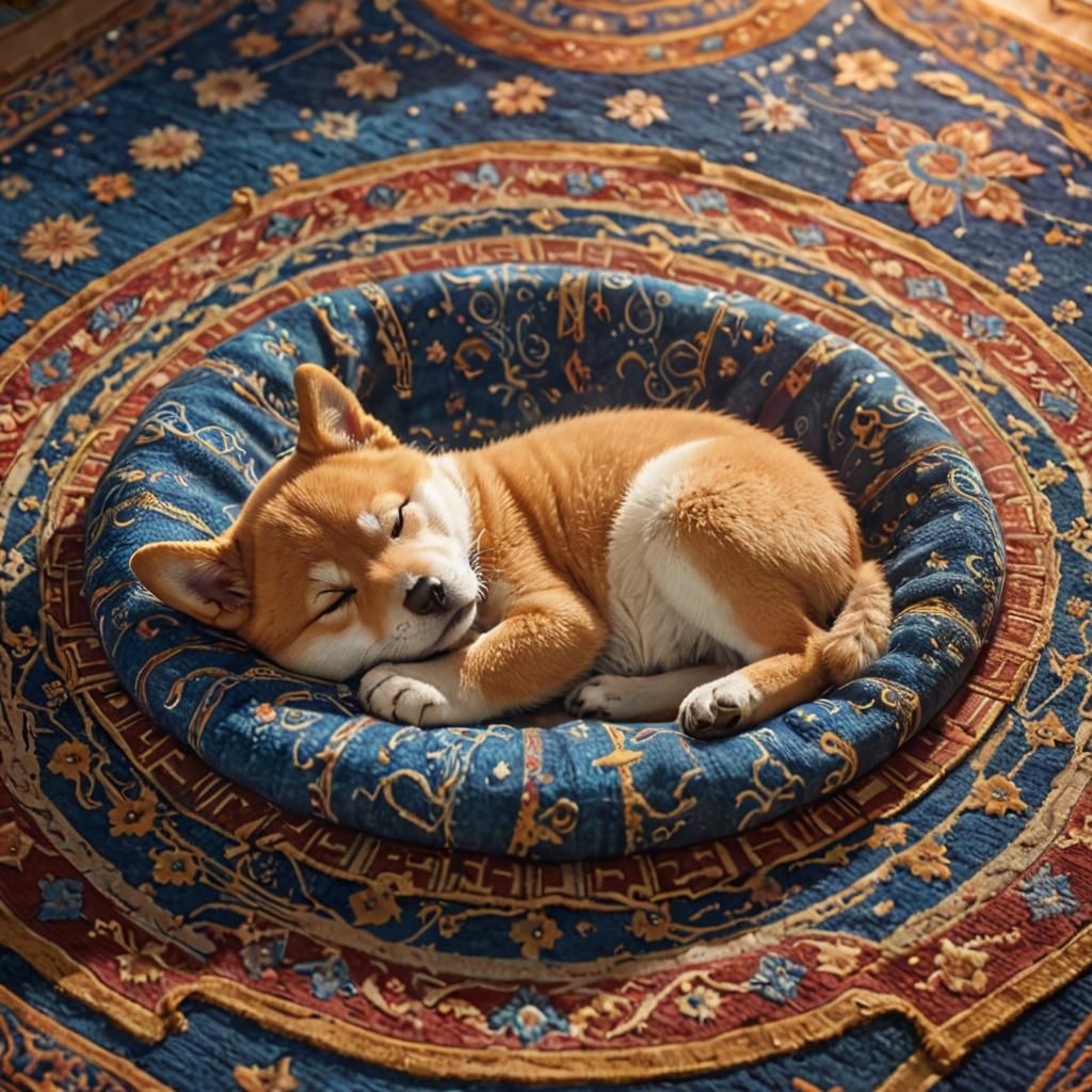 Shiba Inu Puppy Sleeping in Mystical Room