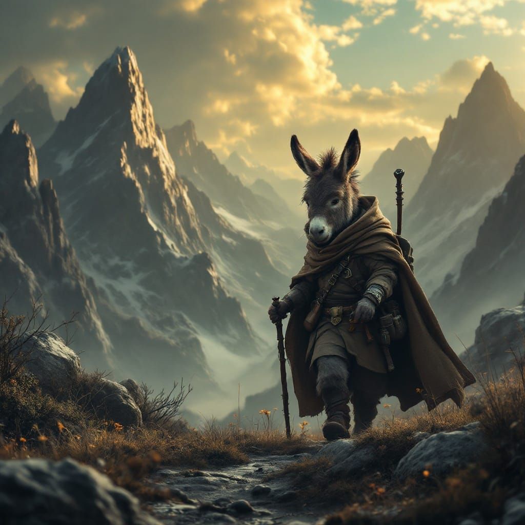Baby Donkey Ranger's Grail Quest: Cinematic Digital Art