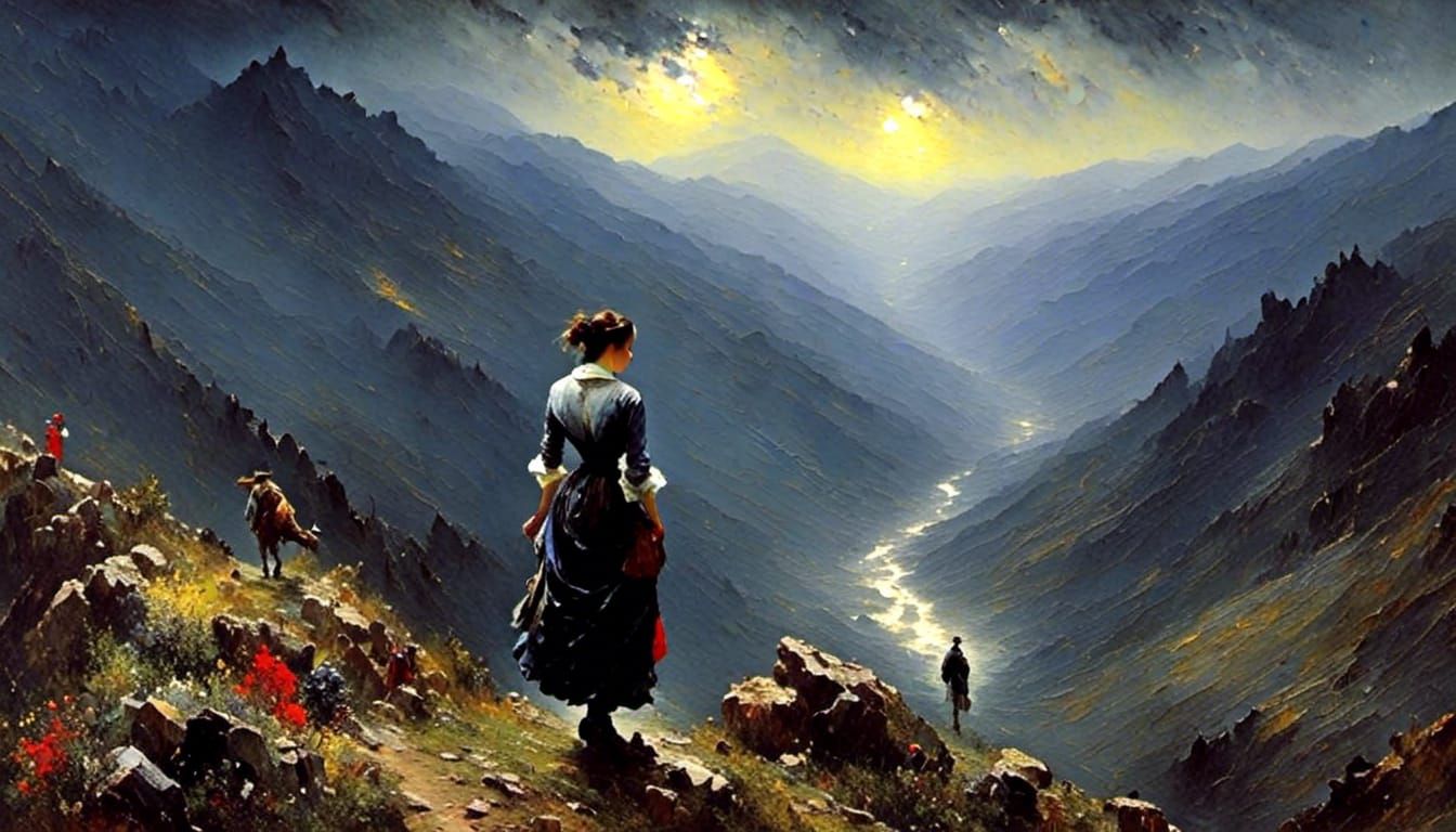 Surreal Mountainous Woman Digital Rendering