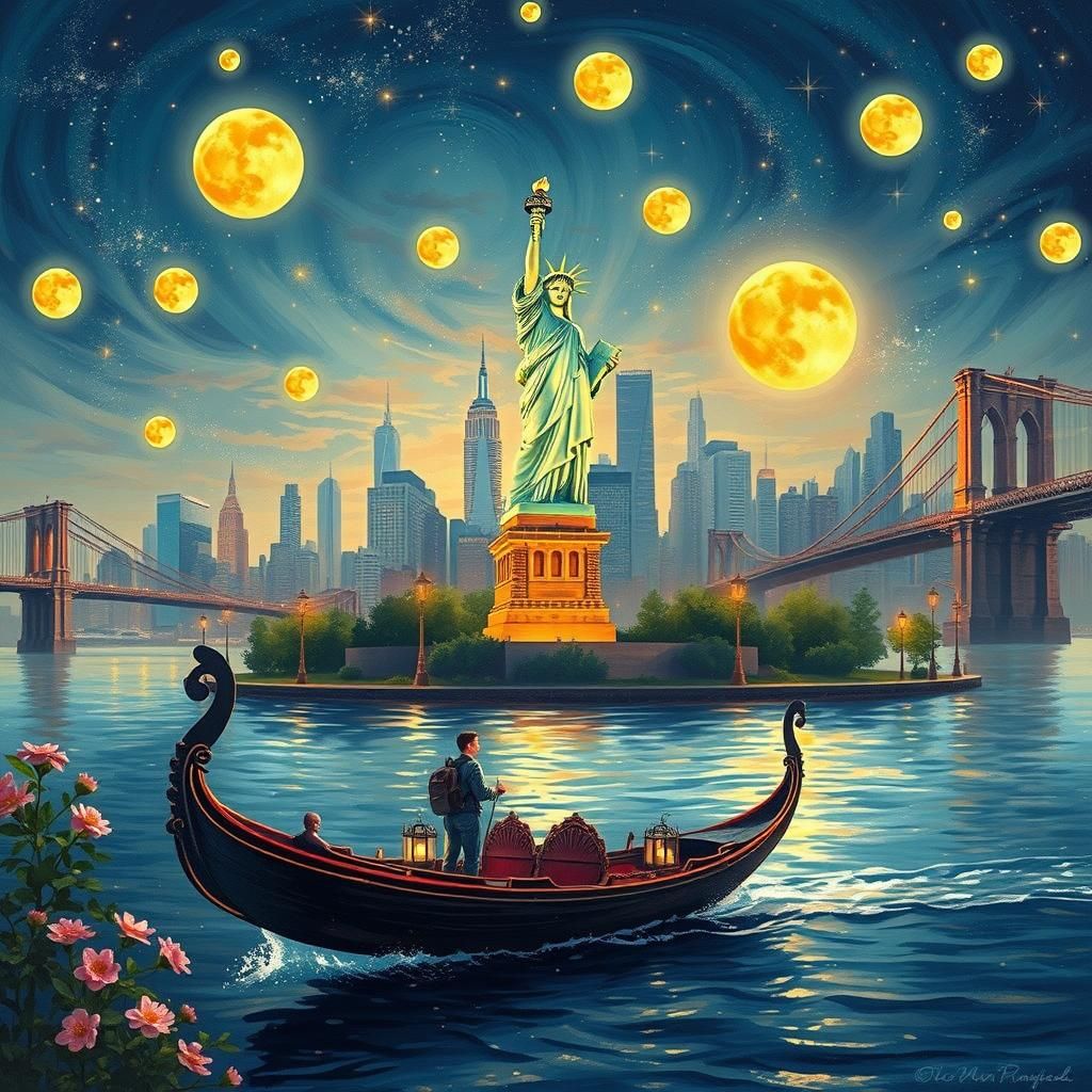 Statue of Liberty in Celestial Art Nouveau