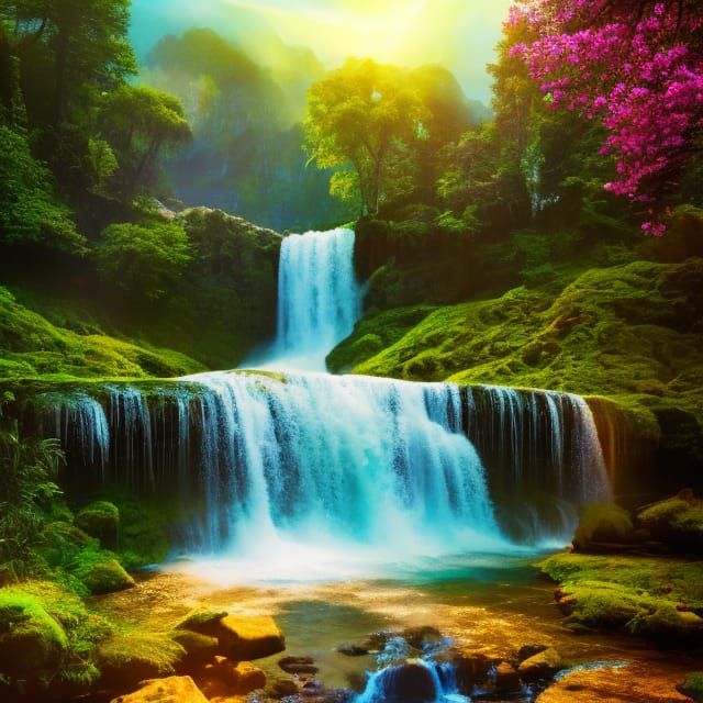 Twilight Waterfall: A Mother's Day Fantasy Landscape