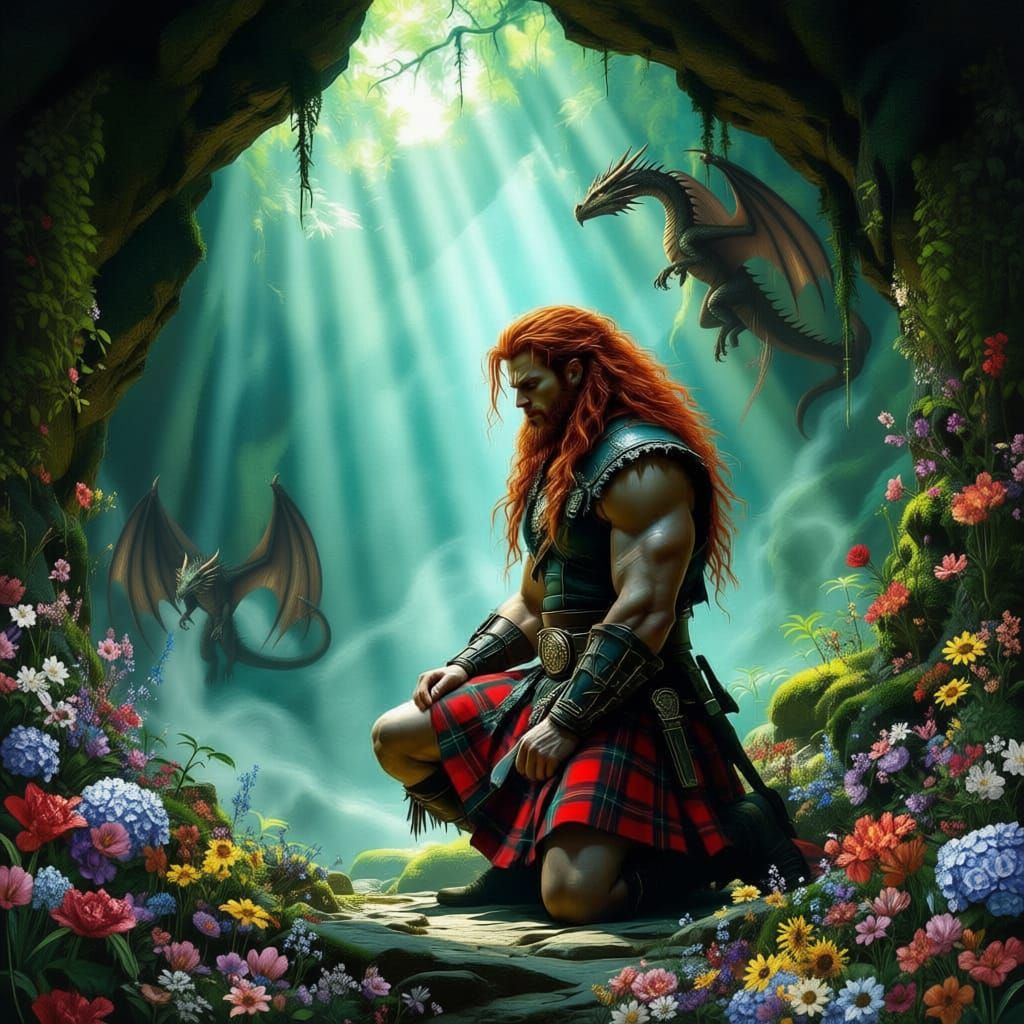 Dragon Amongst Blooming Flowers