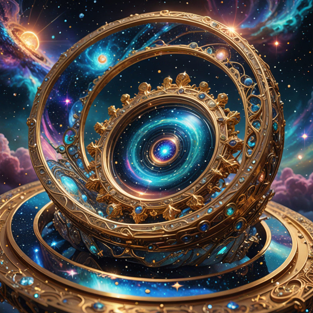 Cosmic Rings of Gold in Vibrant, Glowing Splendor