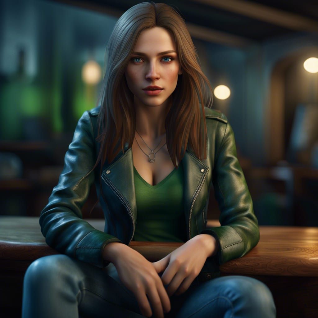 Beautiful IT Professional in Leather Jacket, 8K