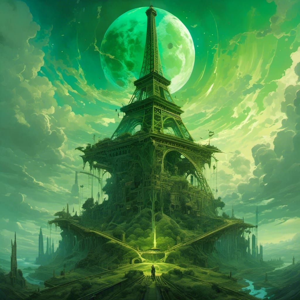 Eiffel Tower Sword Under Broken Neon Moon