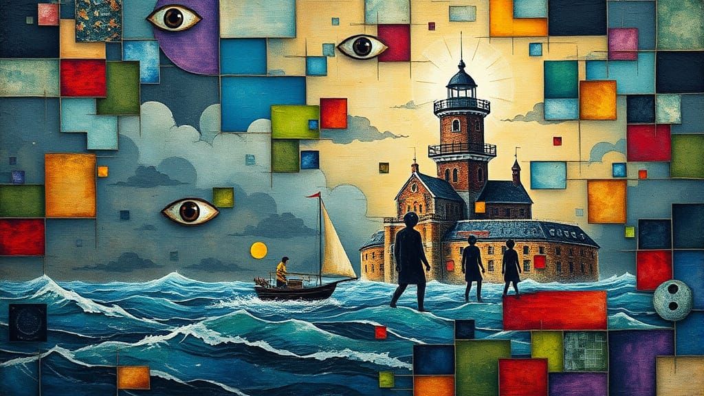 Lighthouse Stormscape in Splash Art Textured Impressionism