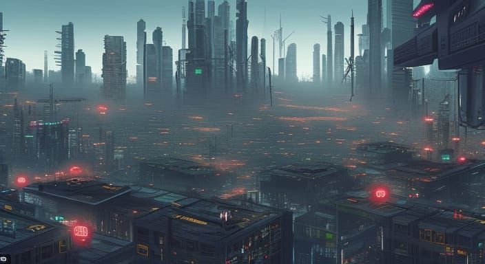 Cyberpunk Cityscape: Convergence of Destinies in Steel