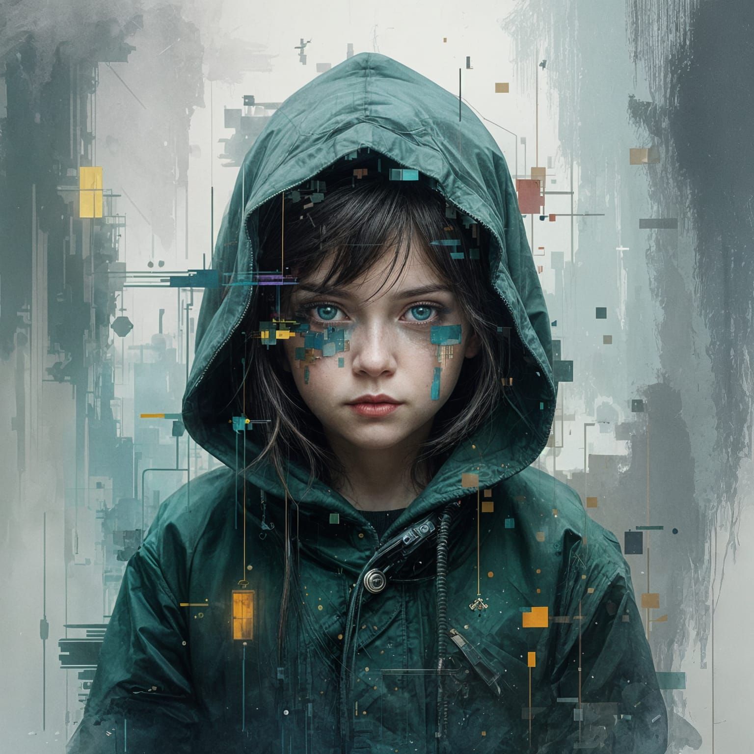 Distorted Double Exposure Portrait with Glitch Effects