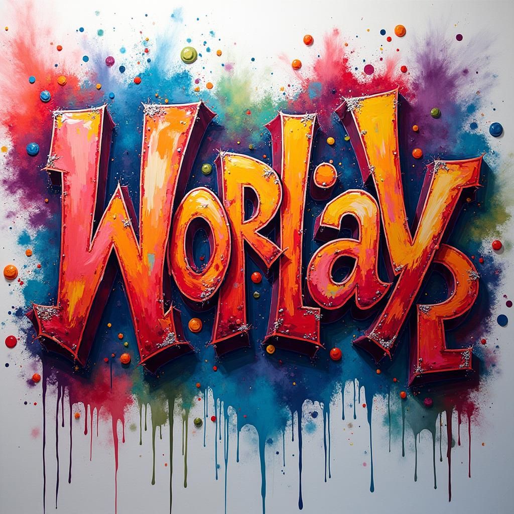 Polychromatic Graffiti Art of Wordplay in Street Art Style