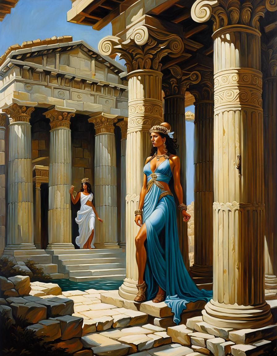 Captivating Medusa at Ancient Grecian Temple