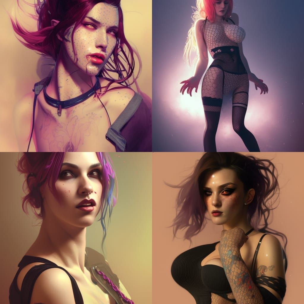 Punky Woman Portrait in Digital Art Style