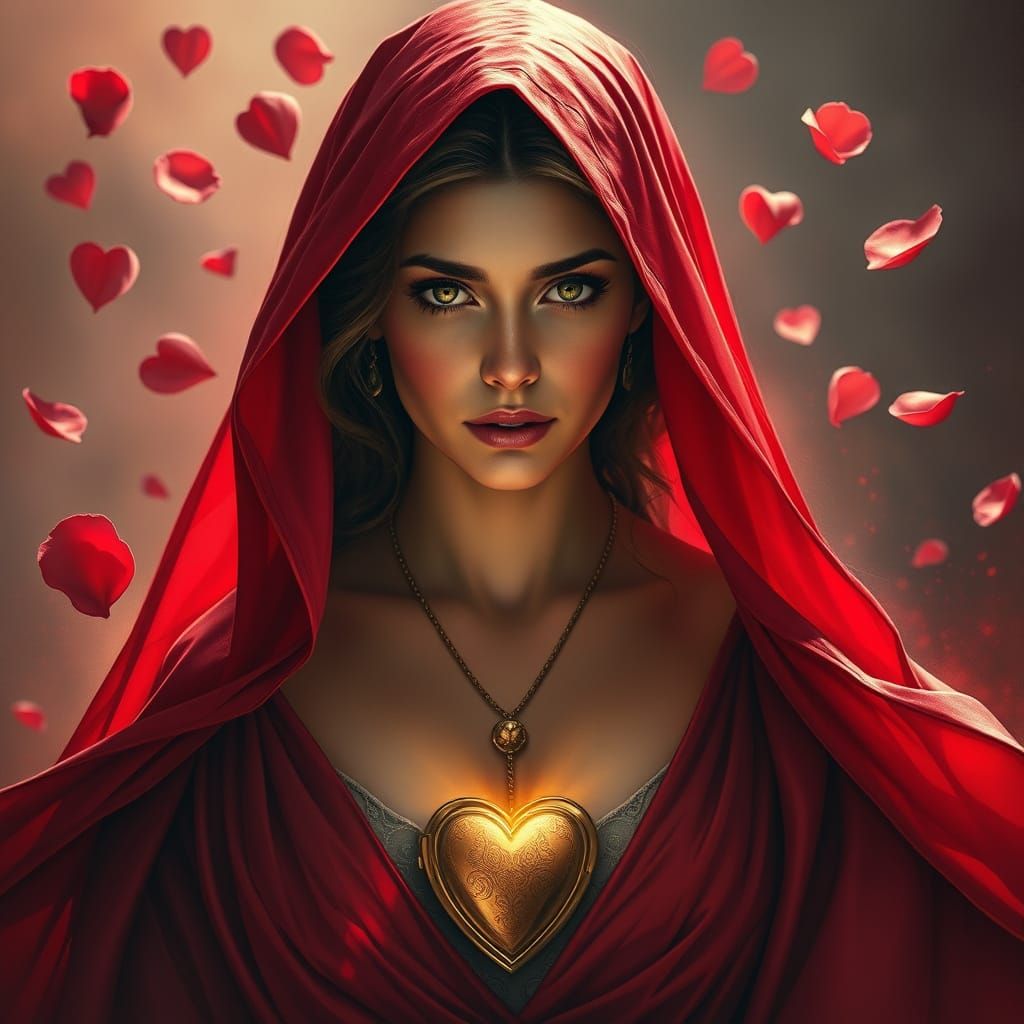 Queen of Hearts Enchantress in Romantic Painterly Style