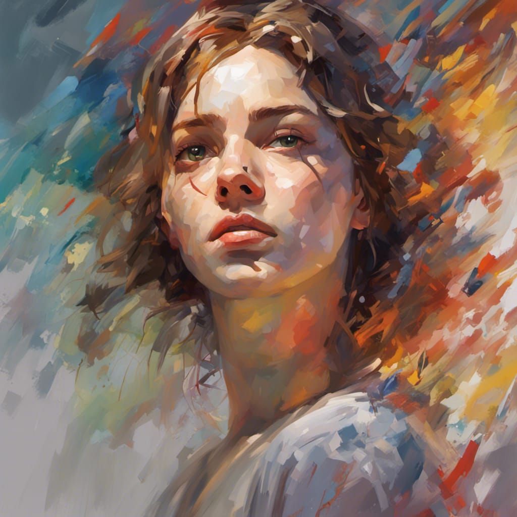 Impressionistic Portrait with Dramatic Lighting
