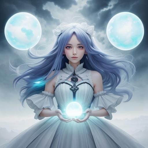 Magical Girl Portrait in Mystical Orb, Anime Style